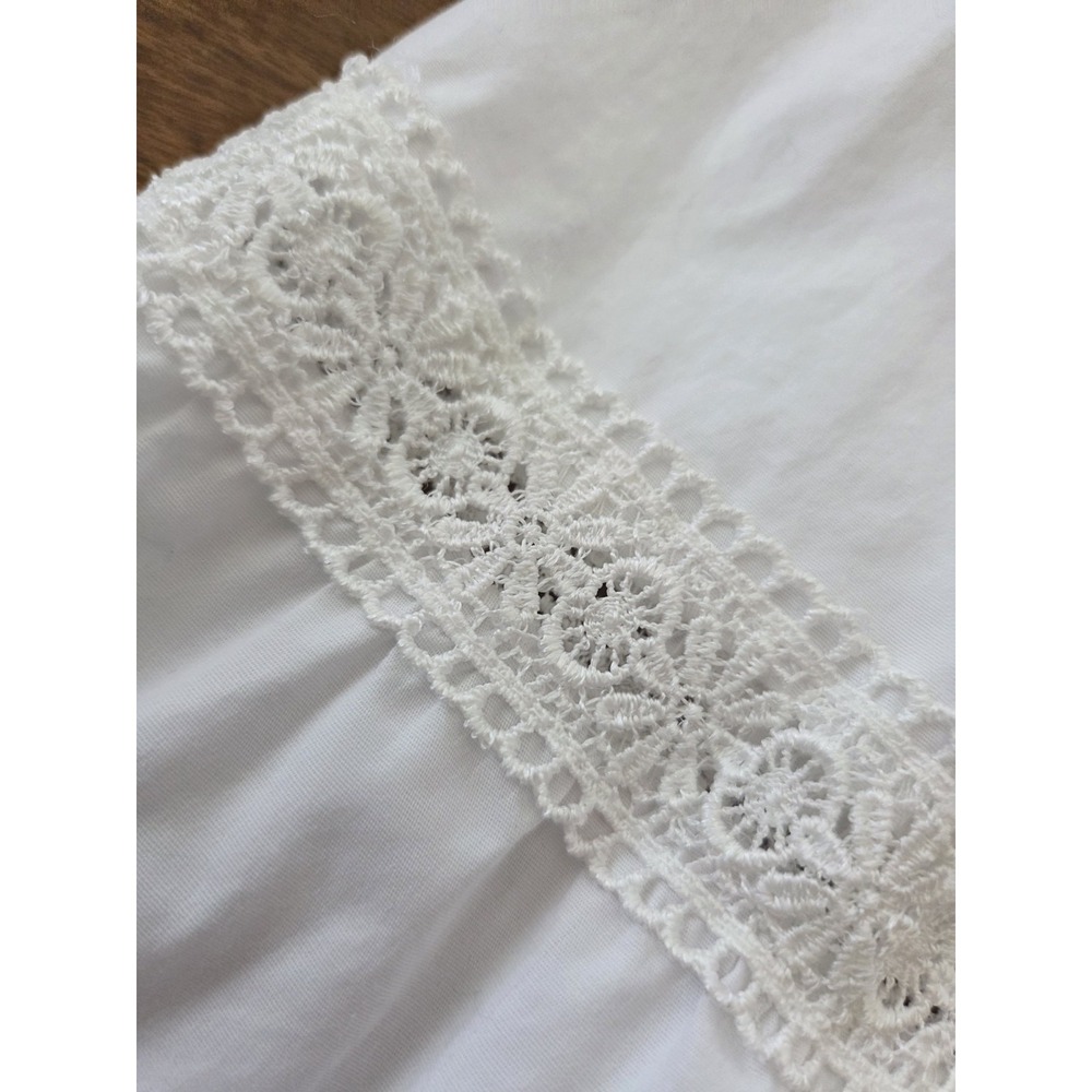nanette lepore Crochet Lace Peasant Tunic Top Women's Md Cottagecore Bell Sleeve - Picture 12 of 14